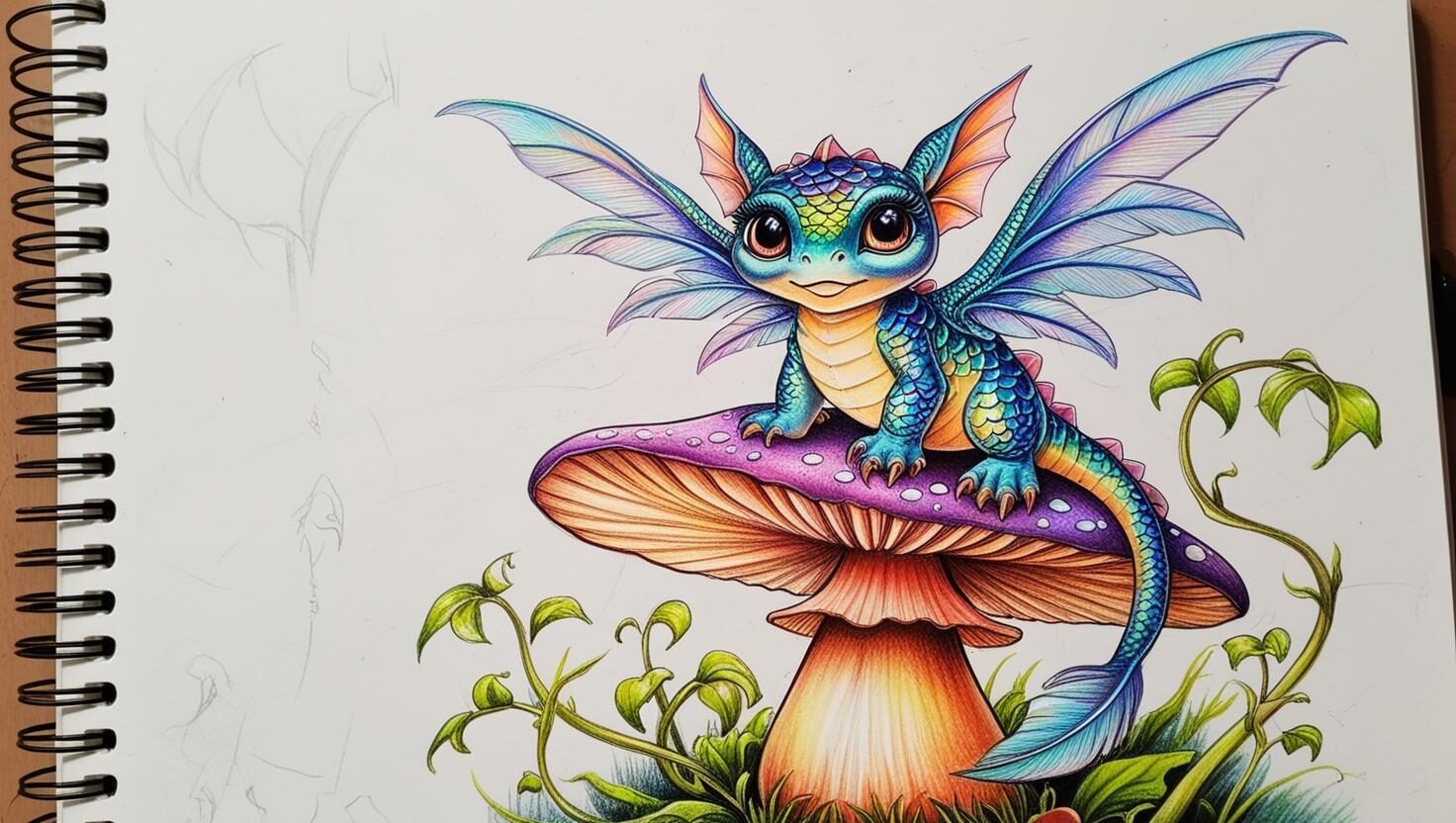 a sketchbook with a character from imagination