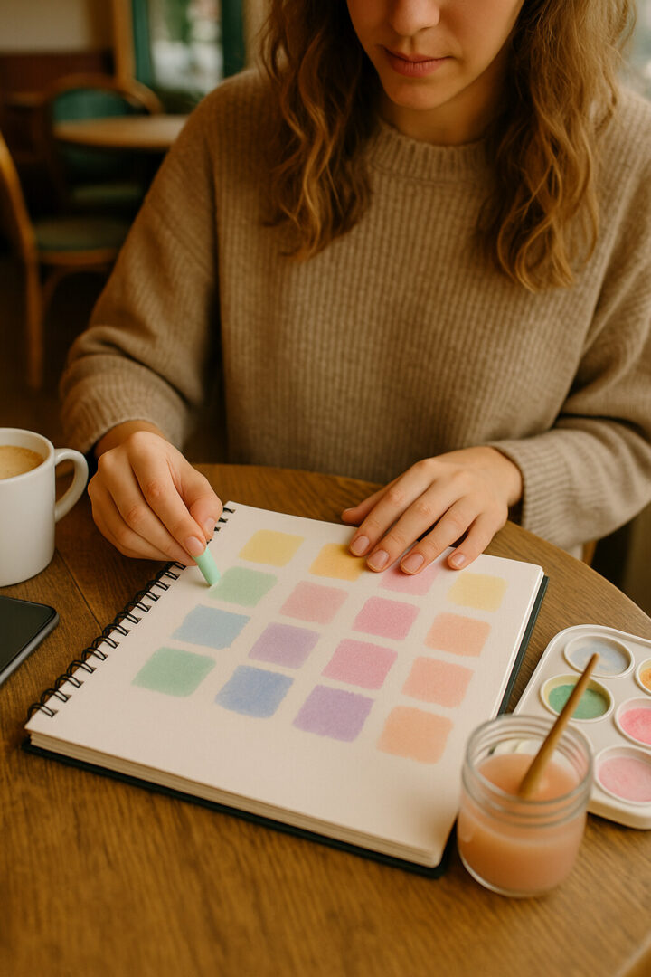 color swatches on a sketchbook