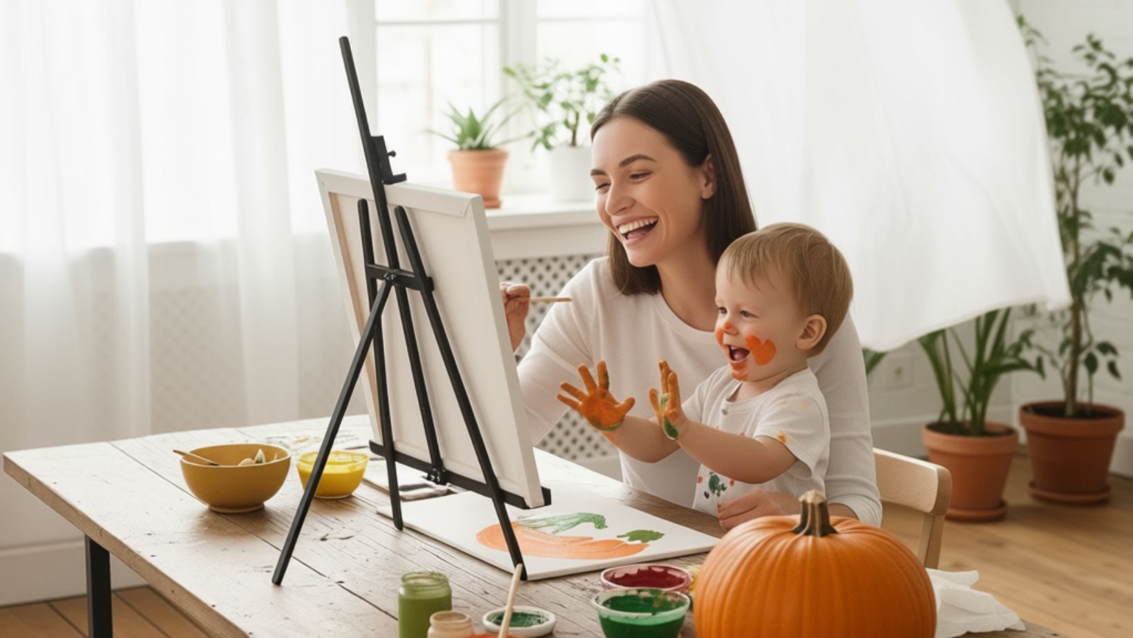 Mommy + Me fall painting class